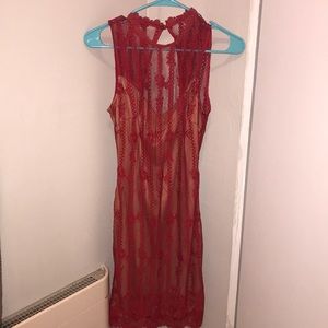 Red lace dress